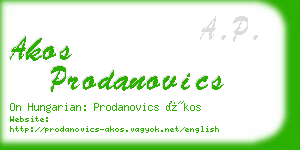 akos prodanovics business card